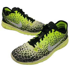 Nike Free 5.0 Women's Size 8.5 TR Fit Print Running Shoes Volt Yellow 704695-010